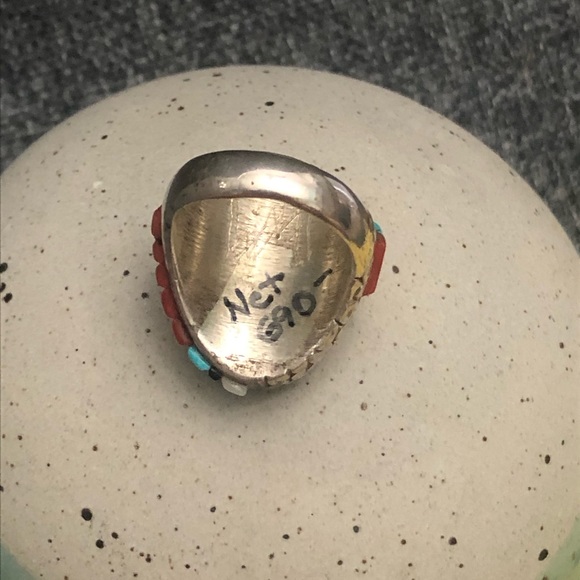 SOLD Vintage unique Navajo Turquoise Ring - Picture 9 of 10